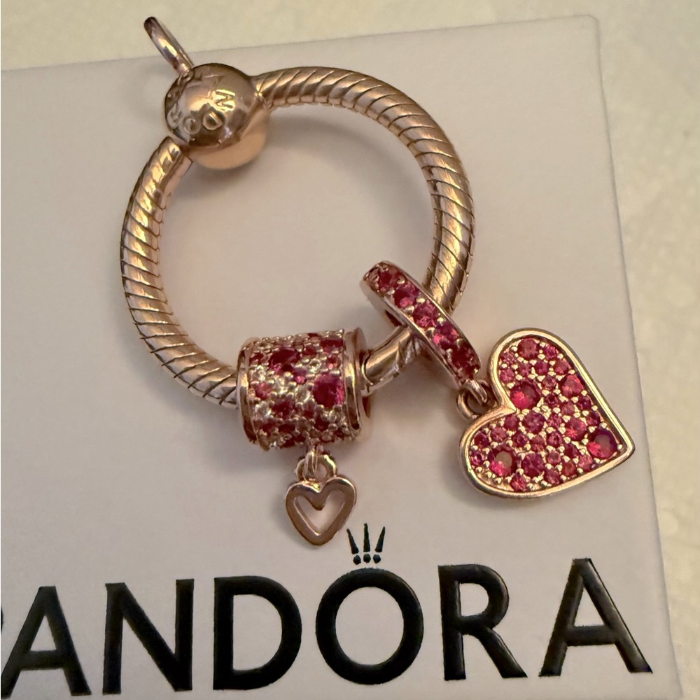 Pandora rose gold holder with charms